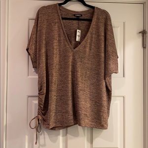 Rose gold metallic shirt from Express